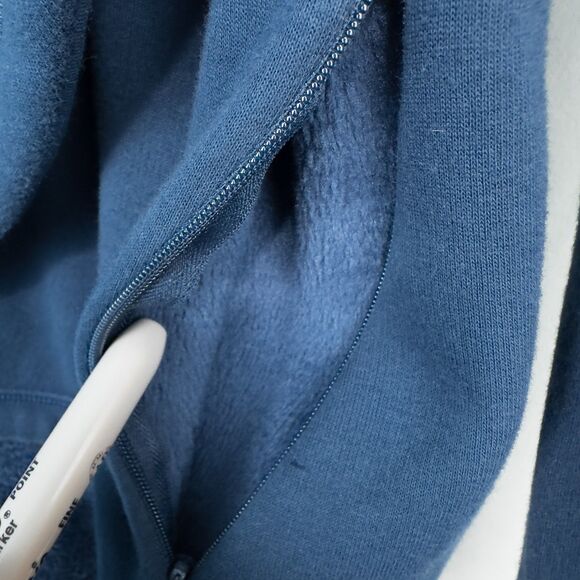 Athleta Cozy Karma ASYM Pullover Womens Medium Enchanted Blue Athleisure 383402 - Picture 14 of 16